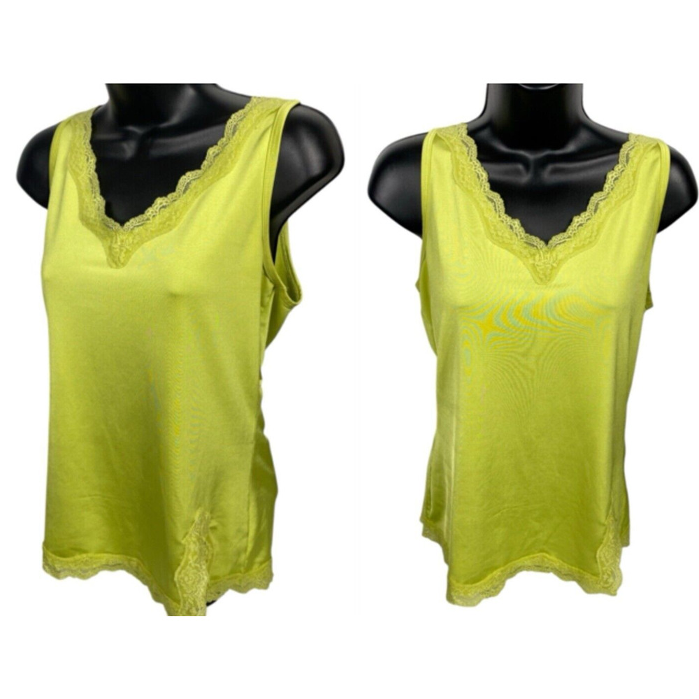 Y2k Lace Trim Cami Tank Top Faded Glory Bright Green Size S Whimsigoth Fairycore